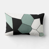 スタイリッシュティール(緑がかった色)グリーン白黒パターン ランバークッション (裏面)