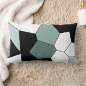 スタイリッシュティール(緑がかった色)グリーン白黒パターン ランバークッション (ブランケット)