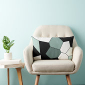 スタイリッシュティール(緑がかった色)グリーン白黒パターン ランバークッション (椅子)