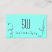 スタイリッシュティール（緑がかった色）グレ華美イ（モノグラムと写真） 名刺 (正面)