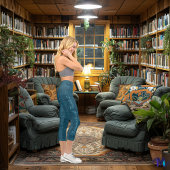 スタイリッシュティール（緑がかった色）テクスチャデニムパーソナライズロゴ&文字 カプリレギンス