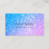 スタイリッシュティール(緑がかった色)パープルグリッタースパークルスターズエレガント 名刺 (正面)