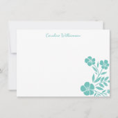 スタイリッシュティール(緑がかった色)フローラスケッチスパーソナライズされたクリプト ノートカード (正面)