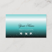 スタイリッシュティール（緑がかった色）ブラックグラデーションスパークルダイヤモンドエレガント 名刺 (正面)