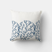 スタイリッシュティール(緑がかった色)ブルーコーラルパターン – 海テーマ クッション (正面)