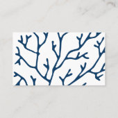 スタイリッシュティール（緑がかった色）ブルーコーラルパターン – 海テーマ 名刺 (裏面)