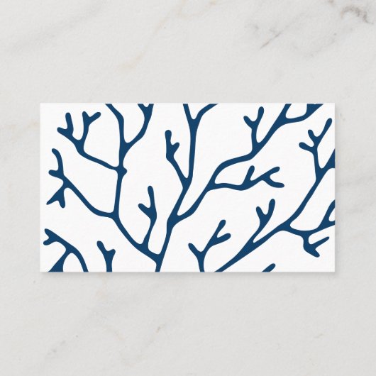スタイリッシュティール(緑がかった色)ブルーコーラルパターン – 海テーマ 名刺 (裏面)