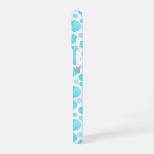 スタイリッシュティール(緑がかった色)ブルーバブルモダンカスタムモノグラム iPhone 16ケース (左側面)