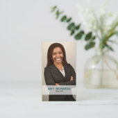 スタイリッシュティール（緑がかった色）写真実在名刺 名刺 (スタンド正面)