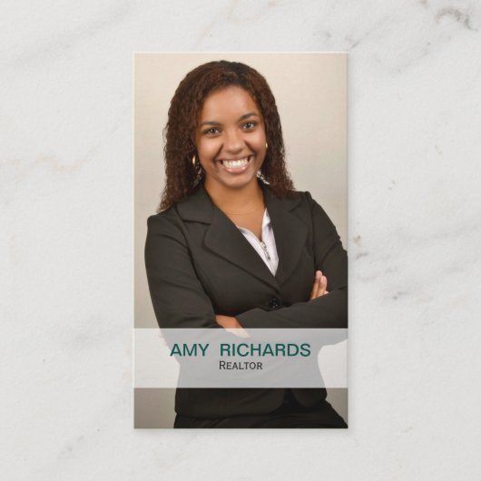 スタイリッシュティール（緑がかった色）写真実在名刺 名刺 (正面)