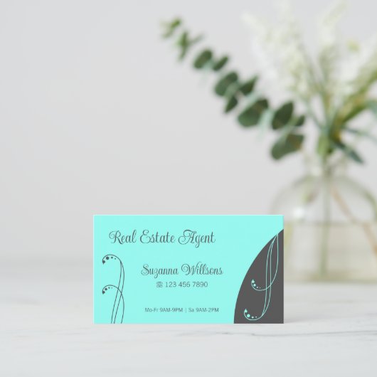 スタイリッシュティール（緑がかった色）及び灰色の装飾用の斜角華美 名刺 (スタンド正面)