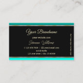 スタイリッシュティール(緑がかった色)縁どオンブラックプロフェッショナルモダン 名刺 (裏面)