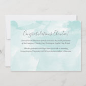 スタイリッシュティール（緑がかった色）背景2枚の写真卒業 案内状 (裏面)