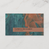 スタイリッシュティール（緑がかった色）&銅スワールQRコードフォトボザネ 名刺 (正面)