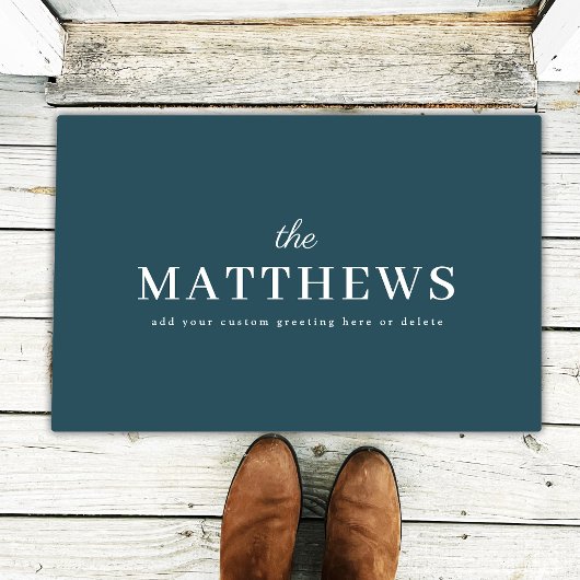 スタイリッシュティール（緑がかった色） |青モダンミニマルトレンディー ドアマット