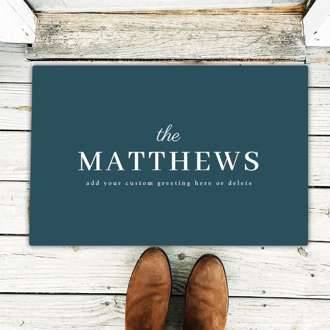 スタイリッシュティール（緑がかった色） |青モダンミニマルトレンディー ドアマット (クリエイターアップロード済み)