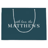 スタイリッシュティール（緑がかった色） |青モダンミニマルトレンディー ラージペーパーバッグ (正面)