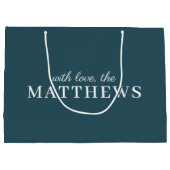 スタイリッシュティール（緑がかった色） |青モダンミニマルトレンディー ラージペーパーバッグ (裏面)