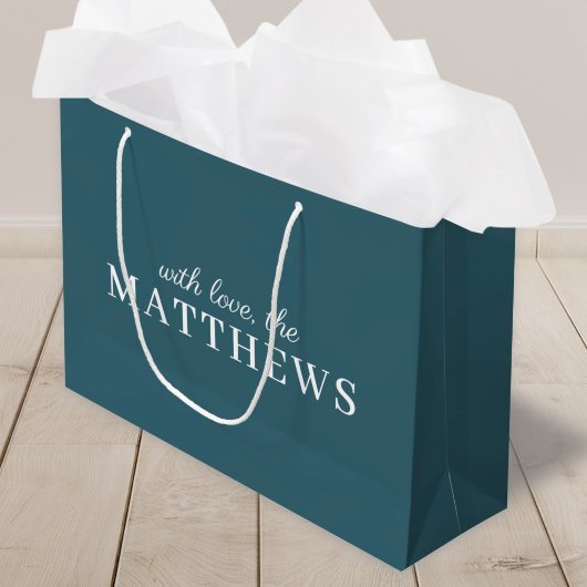 スタイリッシュティール（緑がかった色） |青モダンミニマルトレンディー ラージペーパーバッグ