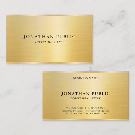 スタイリッシュテンプレート金ゴールドルックプロフェッショナル光沢 名刺 (正面/裏面)