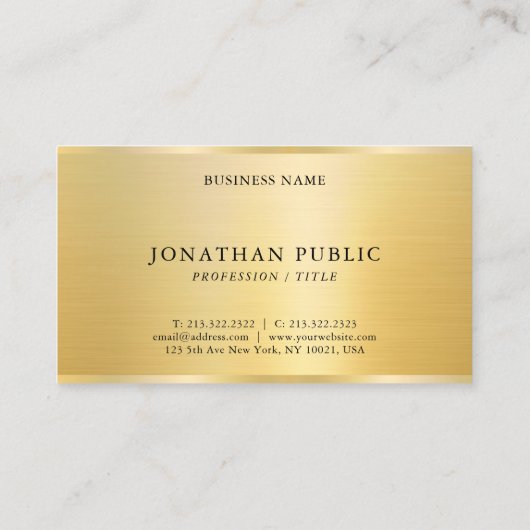 スタイリッシュテンプレート金ゴールドルックプロフェッショナル光沢 名刺 (裏面)