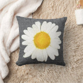 スタイリッシュデイジー（ダークグレー、ホワイト、イエロー） クッション (ブランケット)