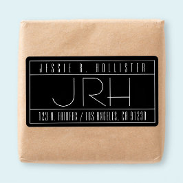 スタイリッシュデコスタイル | 黒と白の返送先住所ラベル ラベル