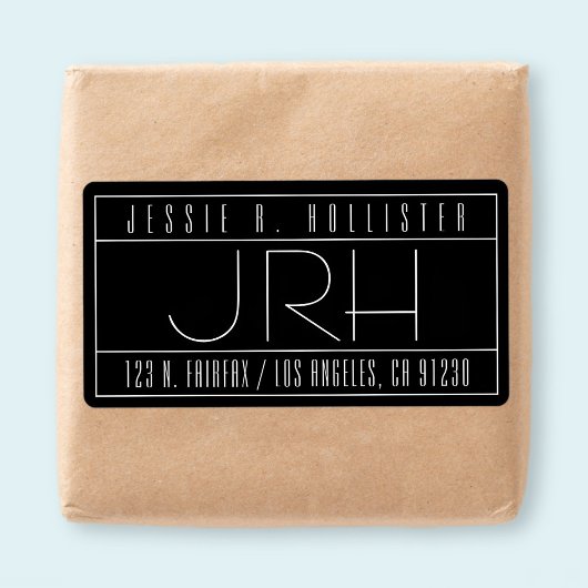 スタイリッシュデコスタイル | 黒と白の返送先住所ラベル ラベル