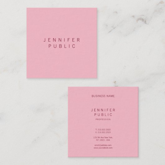 スタイリッシュデザインピシンプルンク淡い色のプロフェッショナルプレーン スクエア名刺 (正面/裏面)