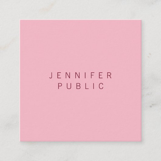 スタイリッシュデザインピシンプルンク淡い色のプロフェッショナルプレーン スクエア名刺 (正面)