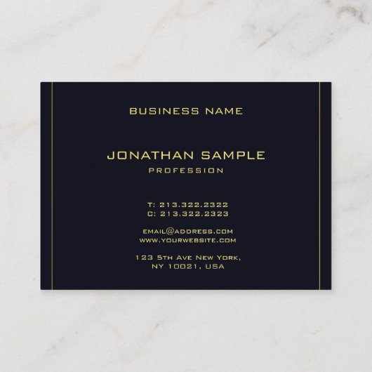 スタイリッシュデザインモダンエレガントブラック金ゴールドテンプレート 名刺 (裏面)