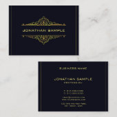 スタイリッシュデザインモダンエレガントブラック金ゴールドテンプレート 名刺 (正面/裏面)