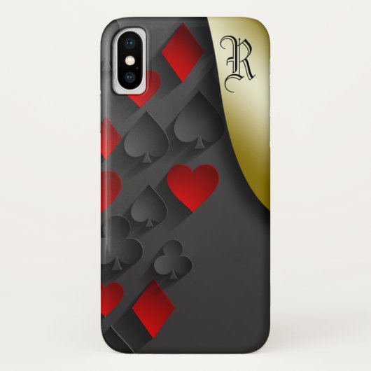 スタイリッシュトランプのポーカースーツをブラックモノグラムに Case-Mate iPhoneケース (裏面)