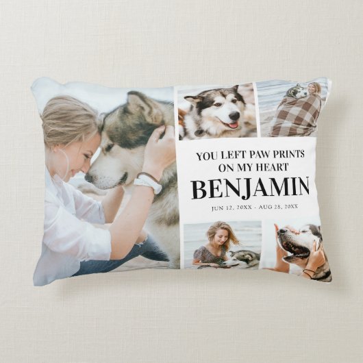 スタイリッシュトリビュートモダン引用文写真ペットの記憶 アクセントクッション (正面)