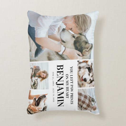 スタイリッシュトリビュートモダン引用文写真ペットの記憶 アクセントクッション (正面(垂直))