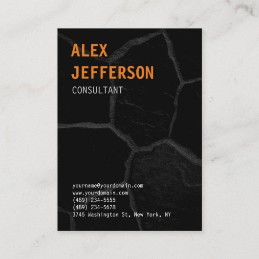 スタイリッシュトレンディーはっきりした文字オレンジブラックストーン 名刺 (正面)