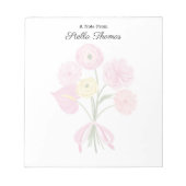 スタイリッシュトレンディーエレガントピンクウォーター色フローラ ノートパッド (正面)