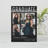 スタイリッシュトレンディーシック3写真モダン卒業 案内状 (スタンド正面)