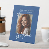 スタイリッシュトレンディーフォトブルー卒業パーティーへようこそ 台座サイン (インサイチュ)