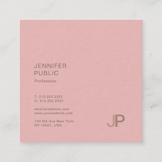 スタイリッシュトレンディーモダンデザインモノグラムプレーンラグジュアリ スクエア名刺 (裏面)