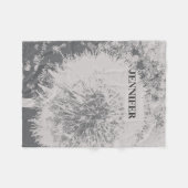 スタイリッシュトレンディーモダン抽象芸術ダンデリオンモノグラム フリースブランケット (正面(横))