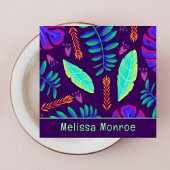 スタイリッシュトレンディーユニークネオンフローラガーデン スクエア名刺