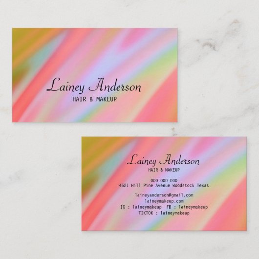 スタイリッシュトレンディーラグジュアリーなピンクのオレンジ色の緑の抽象芸術 名刺 (正面/裏面)