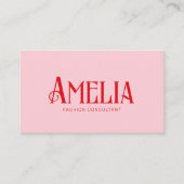 スタイリッシュトレンディーレトロミニマルピンクレッド 名刺 (正面)
