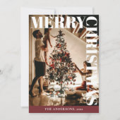 スタイリッシュトレンディー家族の写真 | レッドホリデーカード シーズンカード (正面)