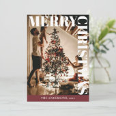 スタイリッシュトレンディー家族の写真 | レッドホリデーカード シーズンカード (スタンド正面)