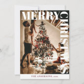 スタイリッシュトレンディー家族の写真 | レッドホリデーカード シーズンカード (正面)