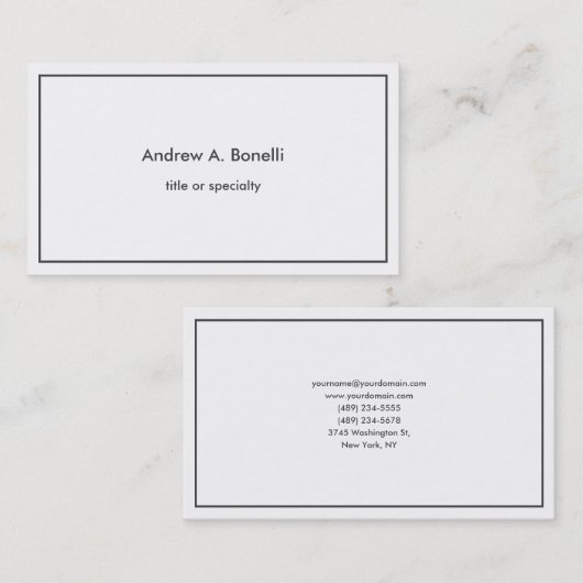 スタイリッシュトレンディー白黒プロフェッショナルモダン 名刺 (正面/裏面)