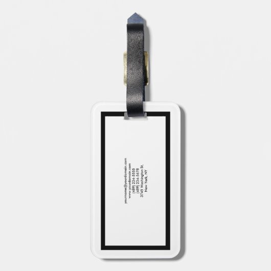 スタイリッシュトレンディー白黒レッドプロフェッショナルモダン ラゲッジタグ (裏面縦)