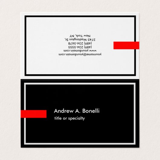 スタイリッシュトレンディー白黒レッドプロフェッショナルモダン 名刺 (外部フラット)